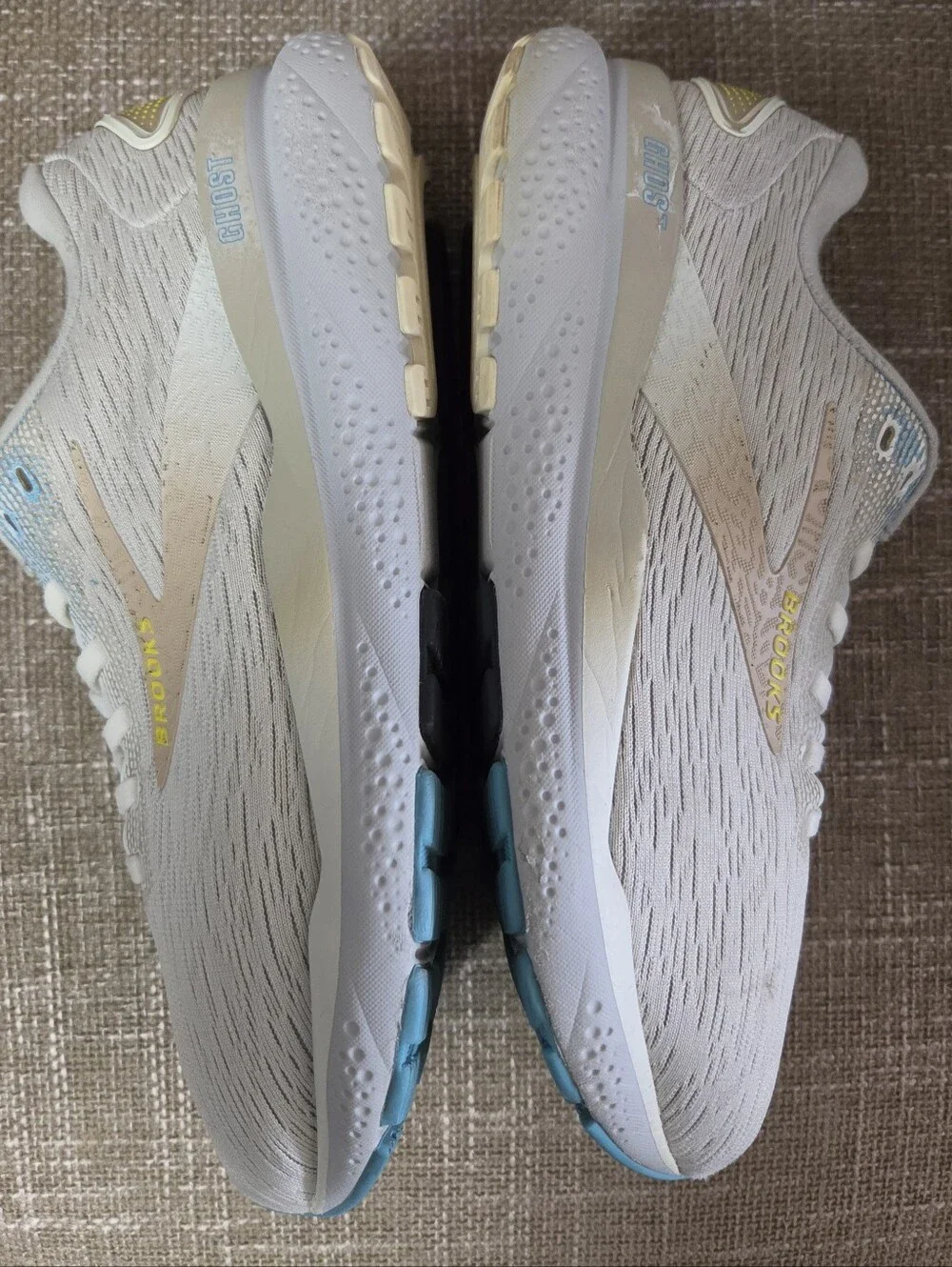 Brooks Ghost 16 Men's Running Shoes Size 8 Medium D Coconut White Blue 1104181D1